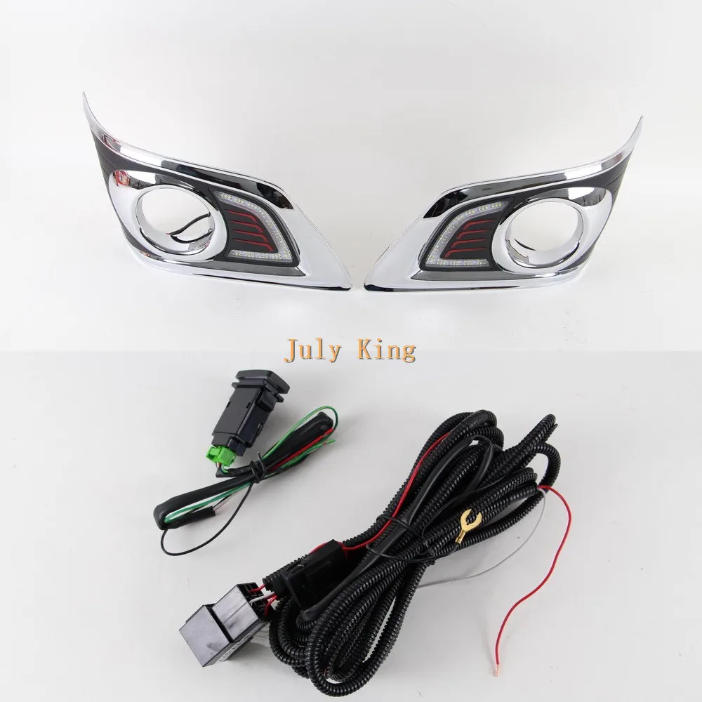 

July King LED Daytime Running Lights Case for Toyota Hilux Vigo 2012-2014, LED Front Bumper DRL With Fog Lamp Cover