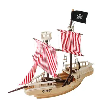 

1pc Funny Creative Durable Interesting Pirate Boat Toy Educational Playthings Wooden Pirate Ship Toy for Boys Girls Kids