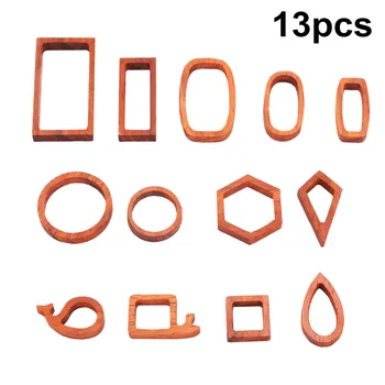 

13pcs/set DIY handmade crystal epoxy glue resin mold hollow pendant base pendant sandalwood solid wood frame