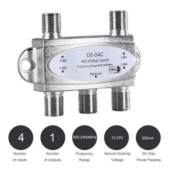 

4in1 4 x 1 diseqc 4way Wideband Switch digital DS-04C High Isolation Connect Satellite Dishes 4 Lnb For Satellite Receiver conax