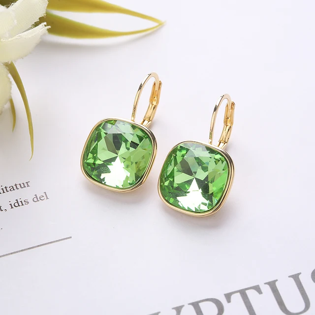 2021 New Design  Square Stones Earrings With French Hook Lever Back For Fashion Girls Wedding Gifts G214