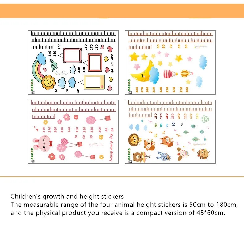 4 милых мультяшных животных Луна высота линейка настенные наклейки s для детской комнаты спальня высота метр наклейка домашний декор ребенок рост подарок