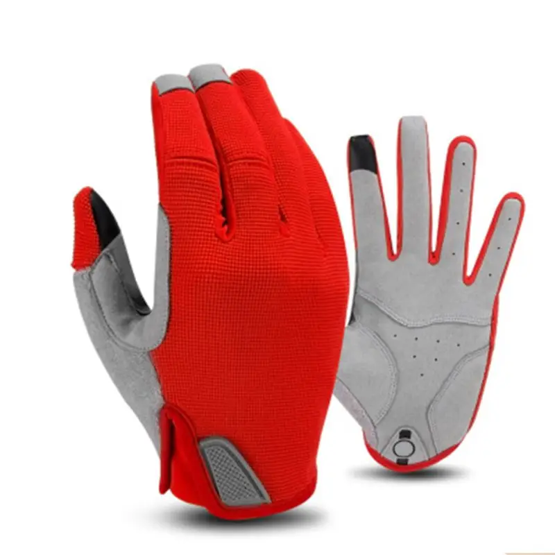Мужские и женские перчатки для велоспорта с гелевой подкладкой, с сенсорным экраном, MTB, для езды на дороге, противоскользящие перчатки для сенсорного экрана, ветрозащитные и теплые - Цвет: Красный