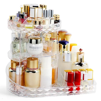 

Large Capacity 360 Degree Rotating Transparent Acrylic Desktop Makeup Organizer Adjustable Transparent Makeup Organizer L0701