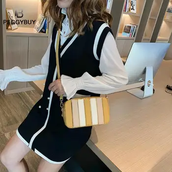 

Women Fashion Hit Color Crossbody Bag PU Leather Shoulder Bag Square Purse Messenger Bag Travel Tote Crossbody bag Sac