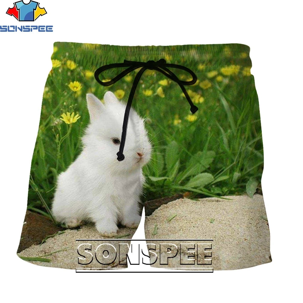 SONSPEE 3D Printing Cute Animal Rabbit Shorts Summer Men Women Personality Fashion Street Trend Casual Sports Beach Short Pants