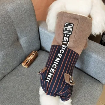 

Dog winter four-legged hooded cotton coat thickened lambskin one-piece padded jacket