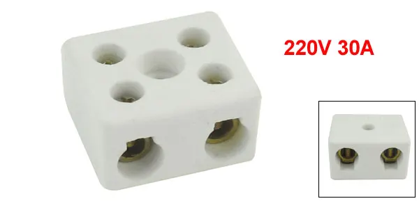 Wire Connector 2 Position Dual Row Ceramic Terminal Block 220V 30A