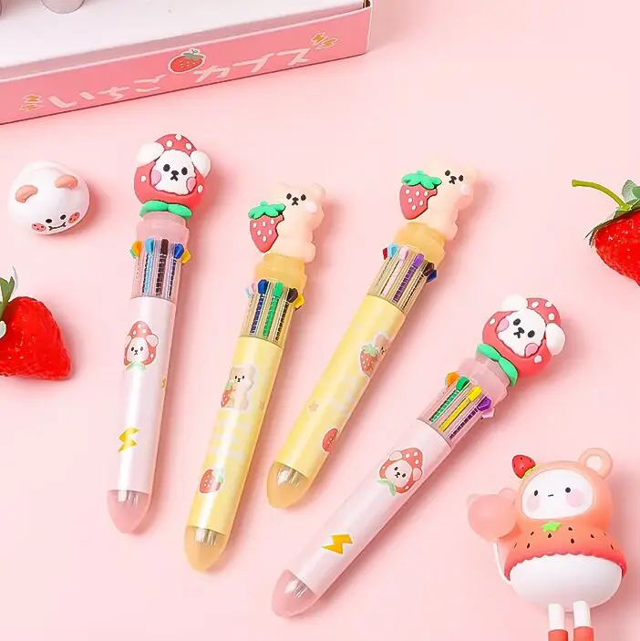 MINKYS 0 55 мм Kawaii клубничный медведь 10 цветов s многоцветная шариковая ручка DIY