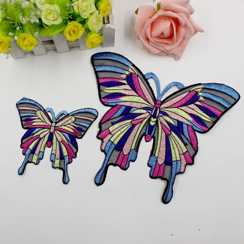 Большие вышитые нашивки в виде бабочек для одежды Большой значок наклейки