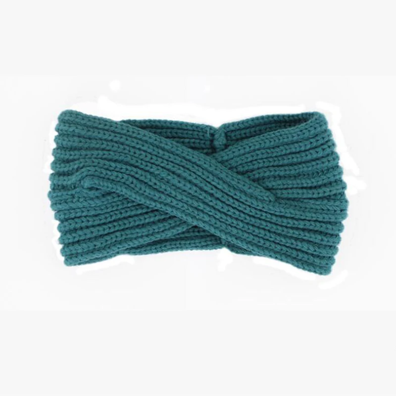 05 headband Винтажные однотонные Зимние трикотажные повязки, теплые женские повязки на голову, вязаная повязка на голову, эластичная шерстяная тюрбан для девочек, элегантная повязка на голову черного цвета - Цвет: 05 headband