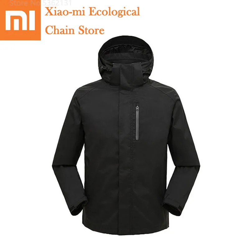 S size Black Xiaomi ULEEMARK зимнее пальто с капюшоном для мужчин Горячая Мода зимняя куртка ветрозащитная водонепроницаемая одежда для мужчин s 2 в 1 Толстая теплая парка - Цвет: S size Black