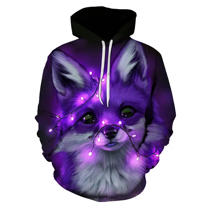  Sell 3D printed animal fox Women/Men Sweatshirt Hoodies Cute Color Casual Hoodies Couples New year 