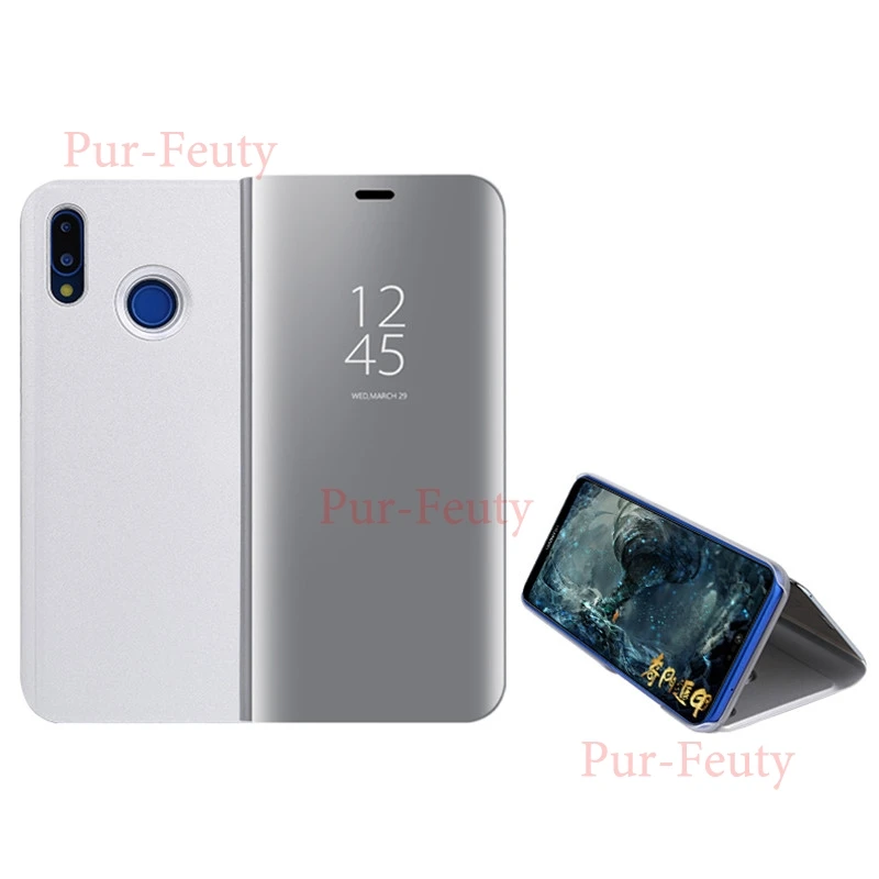 Чехол для Honor 10 Lite HRY-LX1 L21 кожаный зеркальный флип-стенд для huawei Honor 10i 8x8 s 8a 8c Чехлы для смартфонов на Hono 8 X A S - Цвет: silver