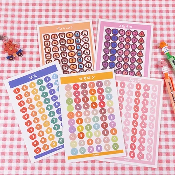 

Korean Cute Numbers series stickers smiling face flower bread Gift bag stickers DIY creative envelope seal wall sticker