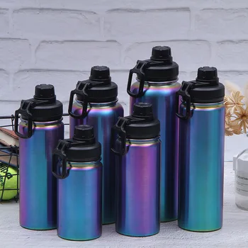 

American-Style Electroplated Gradient Color 304 Stainless Steel Sports Bottle Double Layer Spacious Mug Outdoor Riding Pot Custo