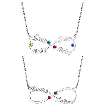 

Personalized Birthstones Infinity Nameplate Necklace Custom 2 & 4 Name Necklaces Pendants Jewelry Gift For Mother Grandma Women