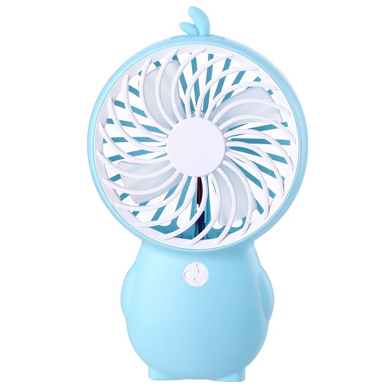 Blue Портативный мини-вентилятор с мультяшным утенком пингвином, Usb, бесшумный второй механизм, мощный четырехлистный вентилятор 5 В - Цвет: Blue