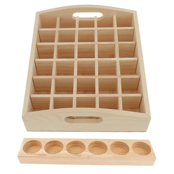 

2Pcs Wooden Essential Oil Bottle Storage Box Display Case Stand Holder Perfume Makeup Aromatherapy Vials Organizer Shelf