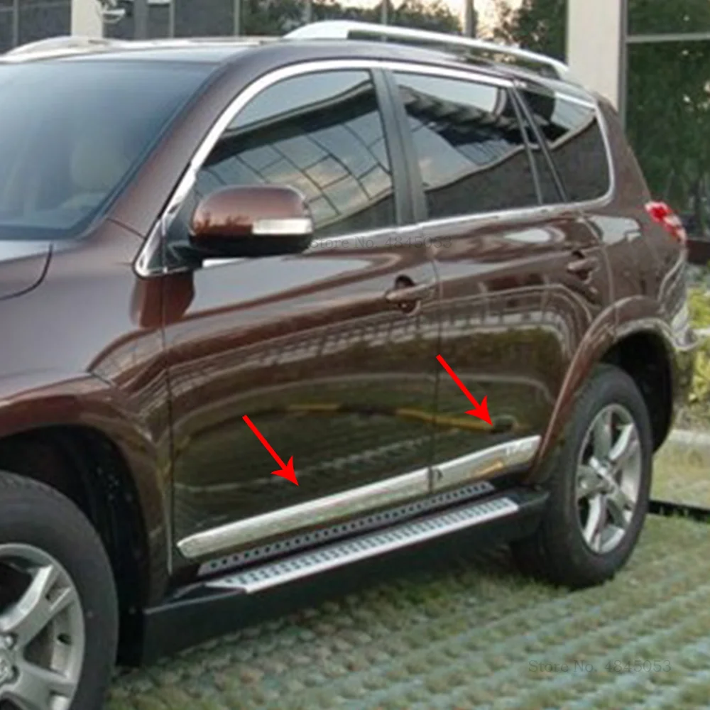 AITWATT For Toyota RAV4 RAV 4 2009-2013 ABS Chrome Side Door Body Moulding Trim Molding Strip Liner Protector Cover 4Pcs | Автомобили и