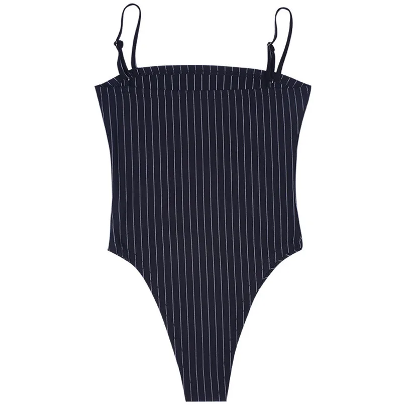 Черный New Fashion Women Sexy Stripe Sleeveless Bodysuits Camis Jumpsuit Leopard Top Open Back Romper#E25 - Цвет: Черный