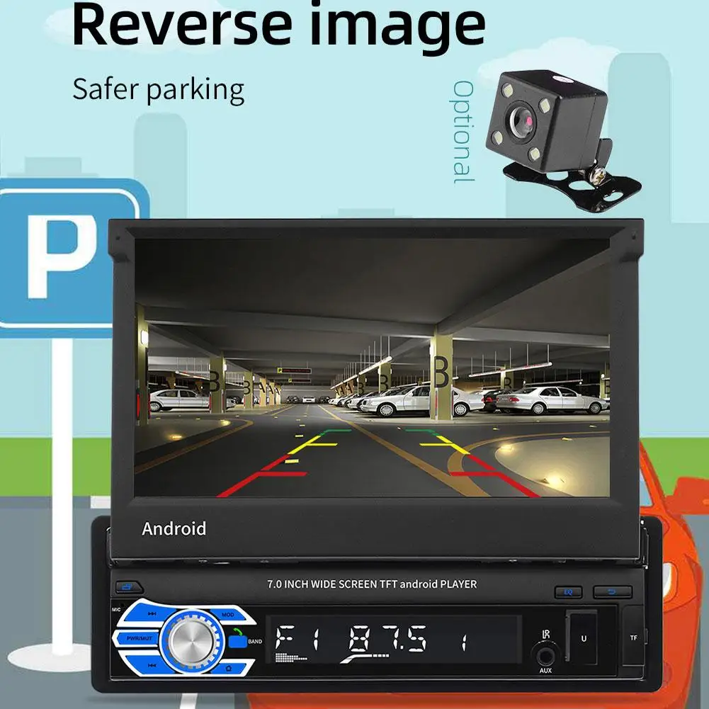 7 Inch Touch Screen Android Single Din Car Radio Stereo FM Bluetooth WiFi GPS Navigation Mp4 Player Mirror Link