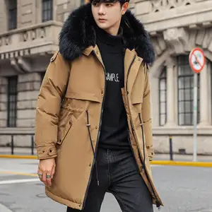 Image for Mens Large Hooded Jackets Big Fur Collar Loose Kha 