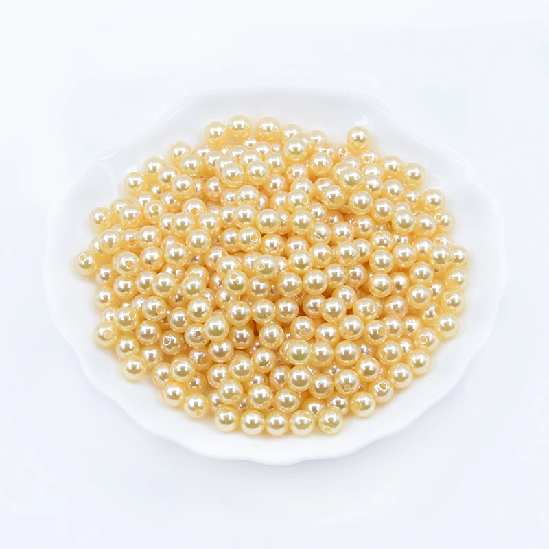 light yellow 3, 4, 6, 8, 10 мм, имитация жемчуга, акриловые Круглые бусины-разделители, свободные бусины, сделай сам, изготовление ювелирных изделий, ожерелье, браслет, серьги, аксессуары - Цвет: light yellow