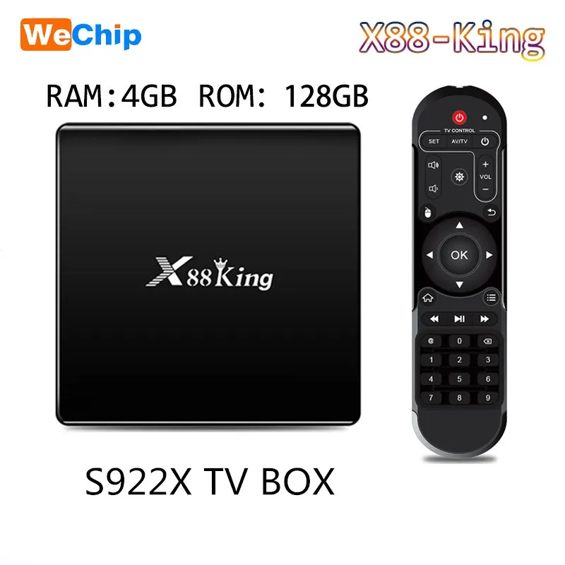 

X88 King Android9.0 TVBOX AmlogicS922X RAM4G ROM128G MP6 DDR4 4k HDR 2.4G/5G Dual wifi Bluetooth5.0 1000MLAN Set Top Box