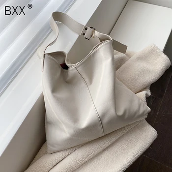 

[BXX] Shoulder Bags For Women 2020 Brand Totes Lady PU Leather Totes Lady High Capacity Handbags And Purses Female Bag HJ338