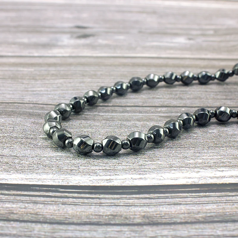 Magnetic Hematite Twisted Round Beads Energy Necklace for Men and Women Healthy Jewelry Handmade Therapy