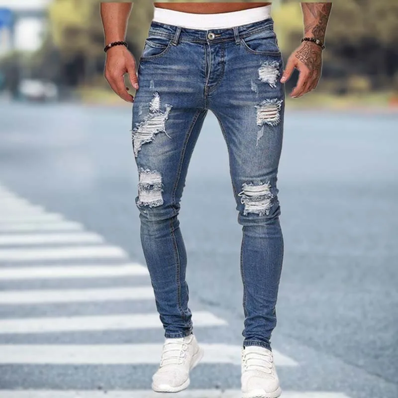 Black Ripped Skinny Men - Autumn Black Skinny Jeans Men Ripped Male Casual - Aliexpress