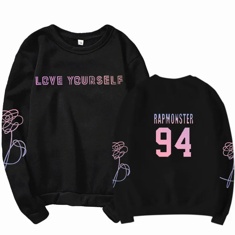 Sweatshirt black 94 jungkook Unisex hoody kpop jung kook hoodies 97 sweatshirt love yourself KPOP hoody sweatshirt XL for casual harajuku kpop hoody - Цвет: Sweatshirt black 94