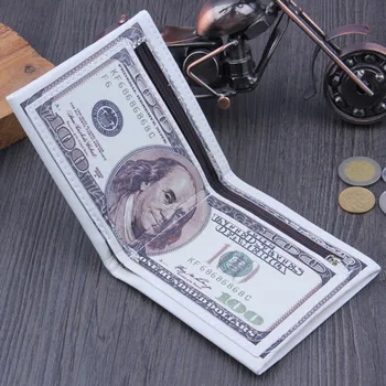 

Man's wallets Dollar print wallet US Dollar Bill Wallet Brown Leather Wallet Bifold Credit Card Women's wallet portfel damski #9