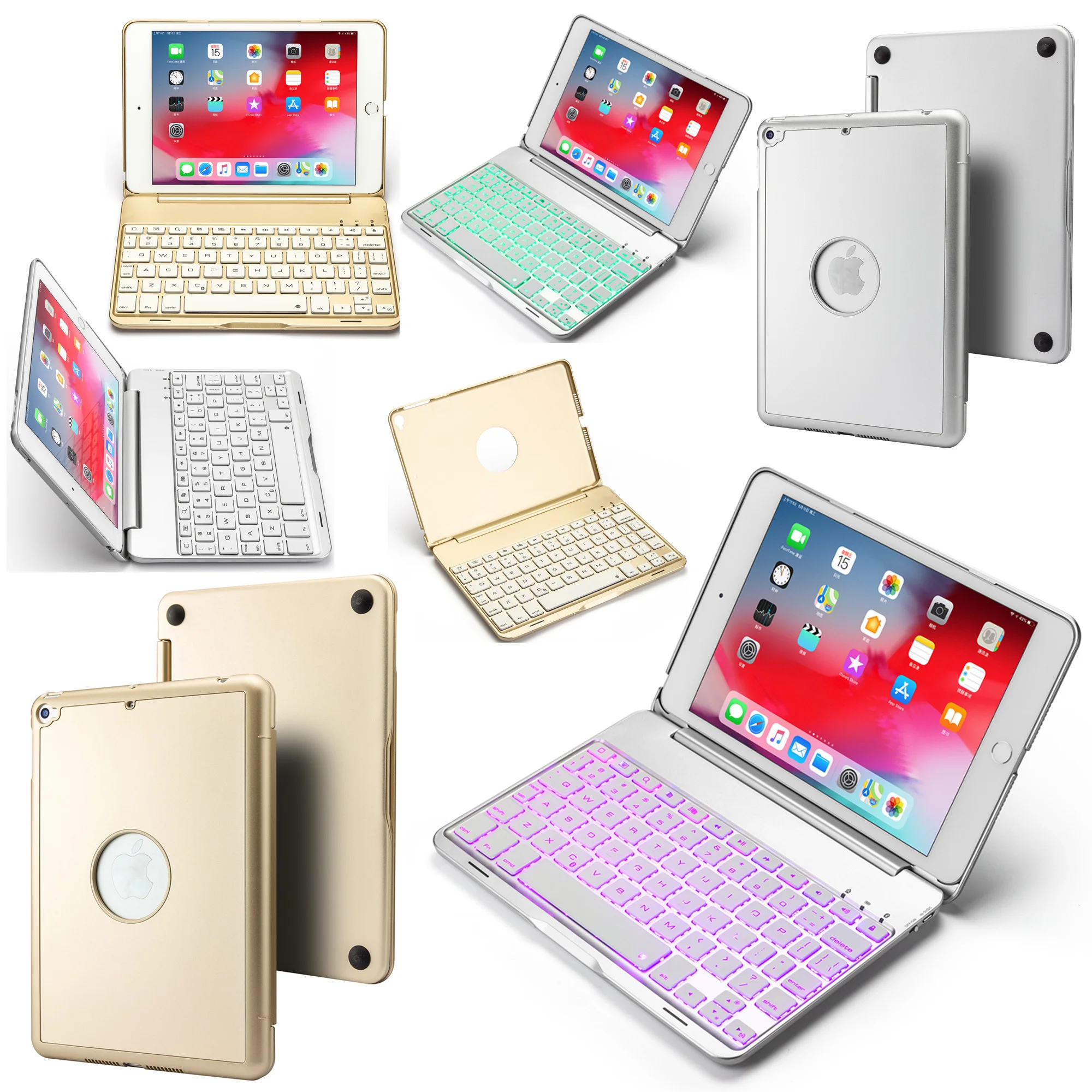 Металлический чехол для Apple iPad Mini русская/Иврит/испанский 7 цветов светодиодная