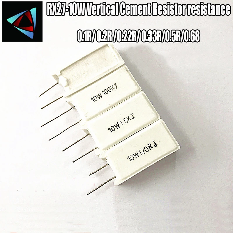 RX27- 10W SQM Vertical Cement Resistor resistance 0.1R 0.2R 0.22R 0.33R0.5R0.68 OHM | Электронные компоненты и