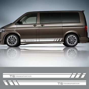 

2PCS Car Door Side Skirt Stripes Stickers For Volkswagen VW TRANSPORTER T5 T6 Racing Auto Body Decor Graphical Vinyl Accessories