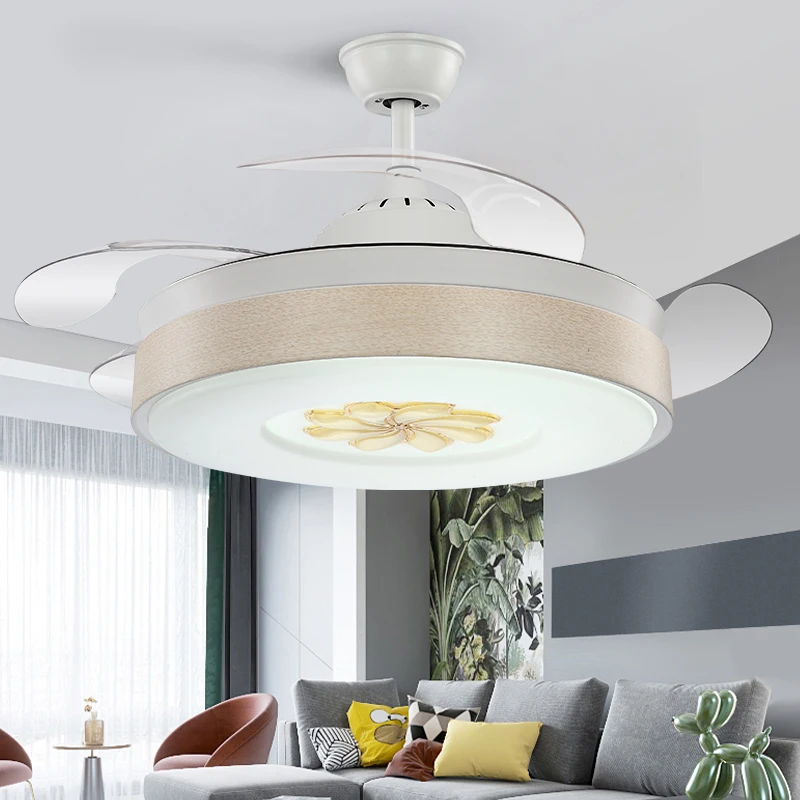 

Modern LED Invisible Fan Lamp Frequency Conversion Living Room Dining Room Ceiling Fan Lamp Remote Control Household Light