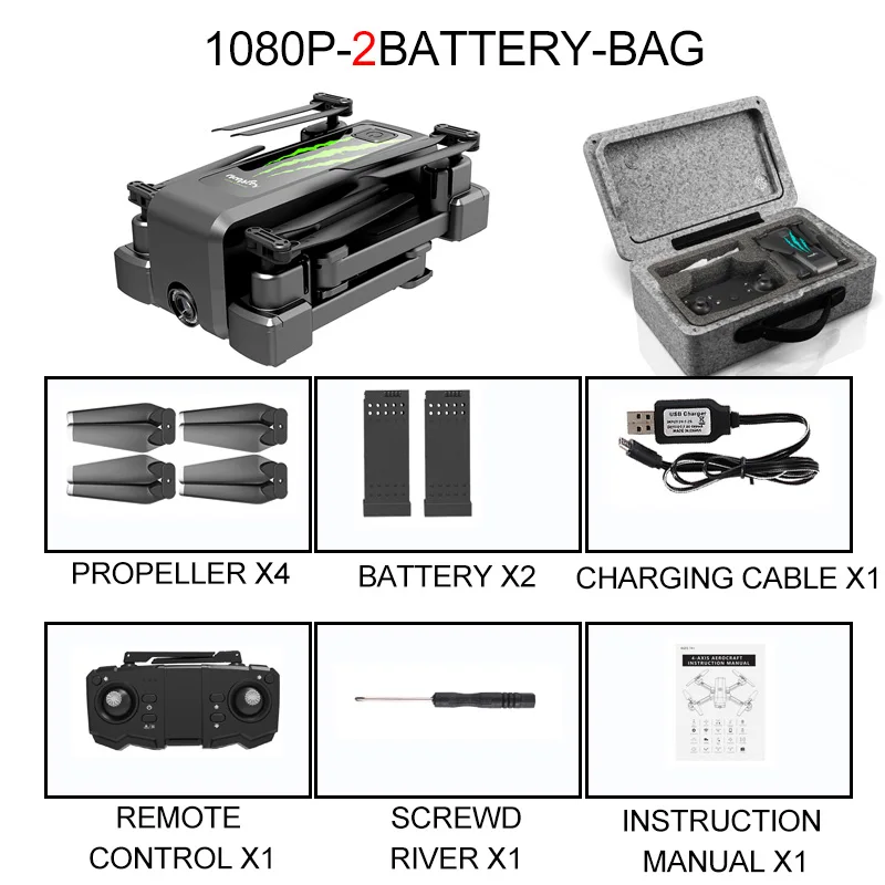 1080P 2B Bag H5 Радиоуправляемый Дрон с камерой 4K Wifi FPV оптический поток двойная камера складной Квадрокоптер Дрон стабилизация Gimbal 50X Zoom - Цвет: 1080P 2B Bag