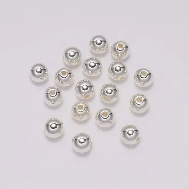 50-400Pcs/bag With Hole ABS Imitation Pearl Bead 4/6/8/10/12MM Round Plastic Acrylic Spacer Bead for DIY Jewelry Making Findings Silver