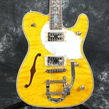 Starshine специальная F отверстие TL Электрогитара стеганый клен Alalone инкрустация Bigsby