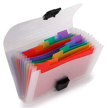 

13 Pockets Mini File Folders Expandable Rainbow Multi-Layer Folder A6 Letter Size File Organizer with Buttons Suitable for Stora