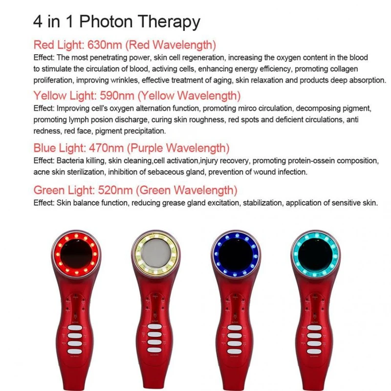 Ultrasonic Facial Beauty Machine Pore Shrink Wrinkle Removal Led Photon Skin Lifting Anti-Aging Skin Care Machine