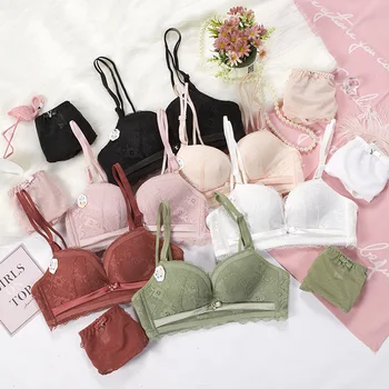 

On Madrid Sexy Lace GIRL'S Seamless Bra Push up Adjustable Non-Steel Ring Infant Cotton Comfortable Bra