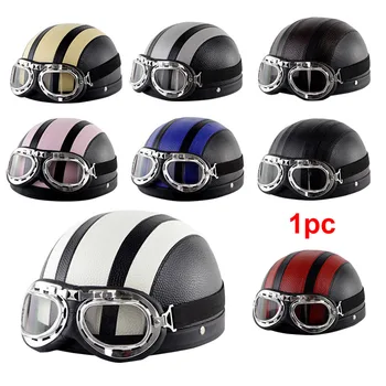 

Men Women Cycling Open Face Protection Windproof Detachable Helmet Motorcycle Half Visor Safety Ventilate Easy Wear With Goggles