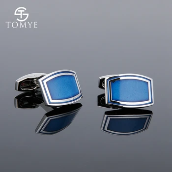 

TOMYE Blue High end business enamel cufflinks studs custom XK19S011