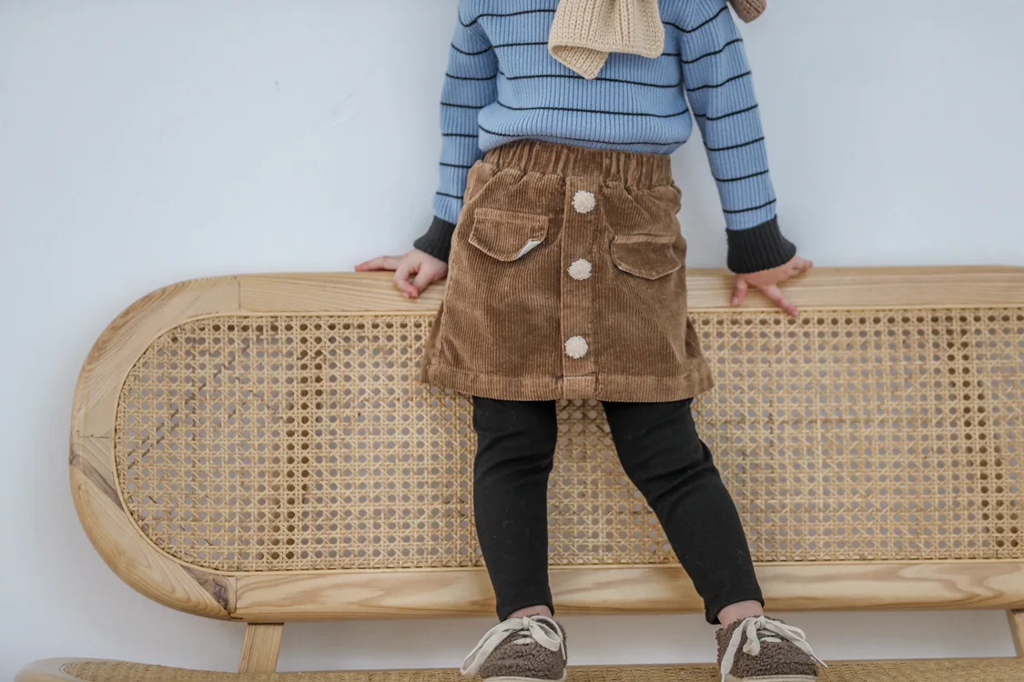 Леггинсы для маленьких девочек; штаны для девочек; коллекция года; осенне-зимние вельветовые юбки для маленьких девочек; детские брюки; хлопковые детские юбки; леггинсы