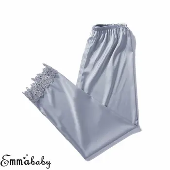 

2019 Women Lady Silk Satin Pajamas Pants Pyjama Sleepwear Loungewear Homewear
