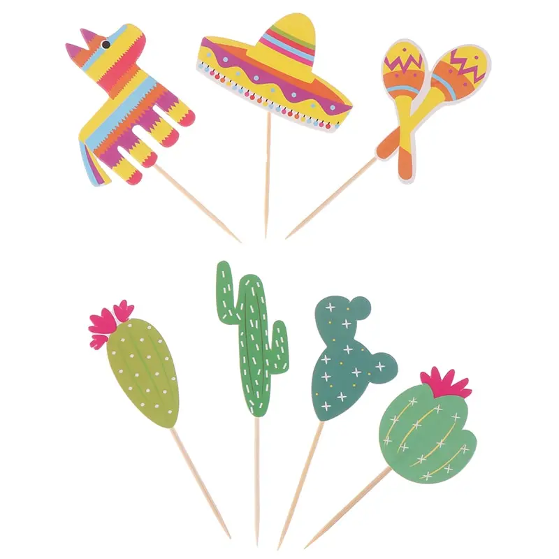 

Alpaca Cake topper Mexican Cactus Cake Insert Decoration Cake Inserts Card