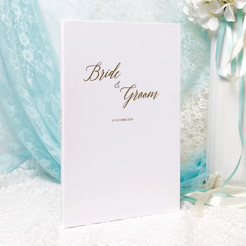 1pcs Photo Birth Signature Marriage Bridal Shower Certificate Gilding Wedding Oath Book Cover